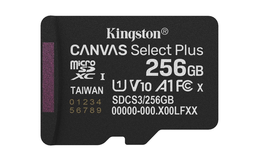[SDCS3/256GBSP] Kingston Technology 256GB micSDXC Canvas Select Plus Gen3 150R A1 Single Pack w/o ADP