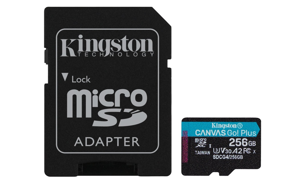 [SDCG4/256GB] Kingston Technology 256GB microSDXC Canvas Go Plus Gen4 200MB/s A2 U3 V30 Card + Adapter