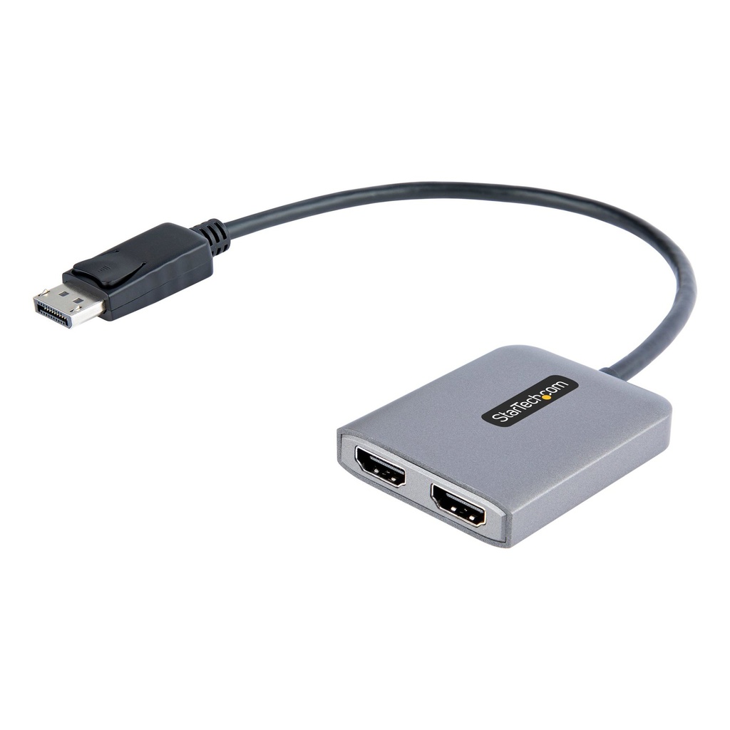 [MST14DP122HD] StarTech.com DP to Dual HDMI MST HUB - Dual HDMI 4K 60Hz - DisplayPort Multi Monitor Adapter with 1ft / 30cm cable - DP 1.4 Multi Stream Transport Hub, DSC | HBR3 - DP to HDMI Splitter