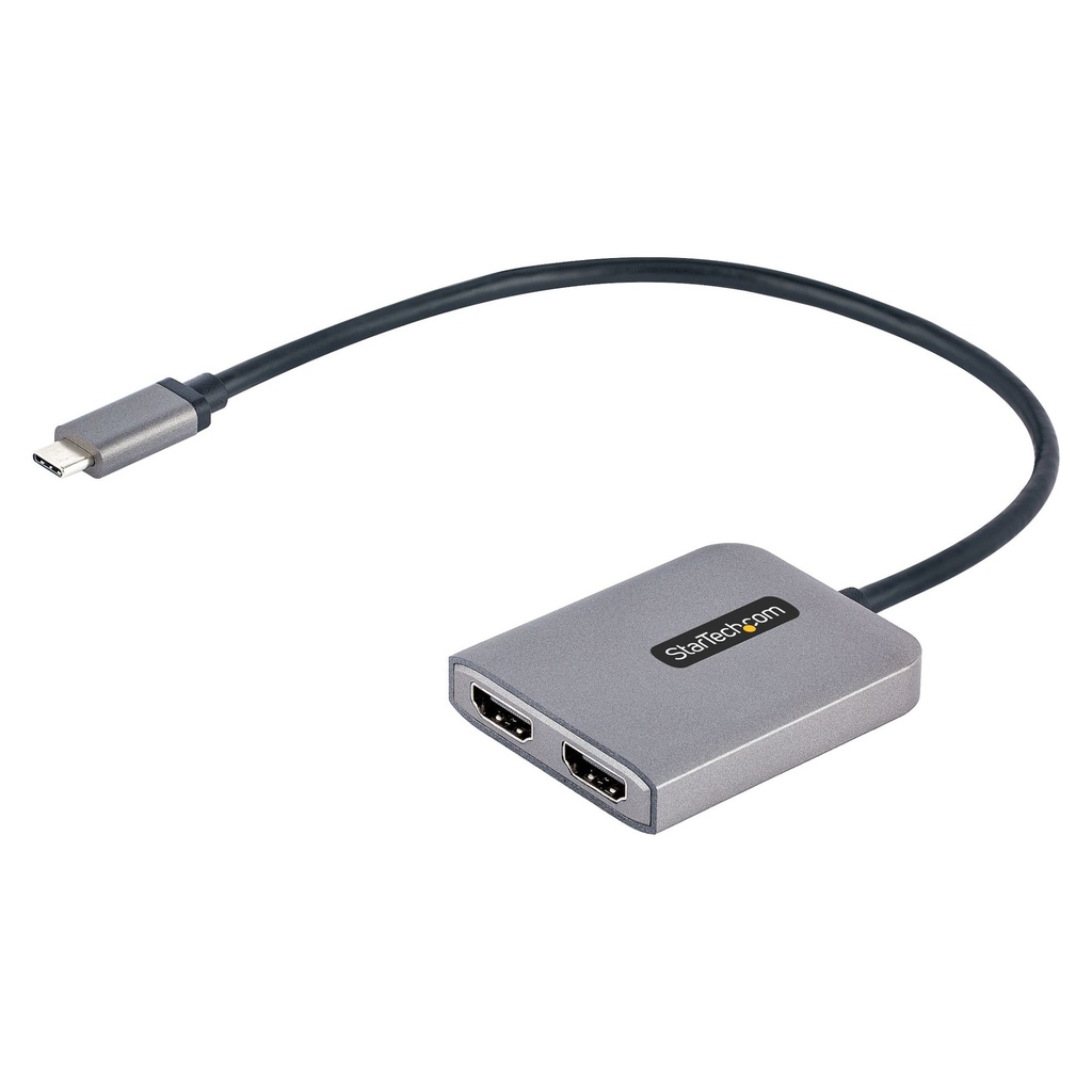 [MST14CD122HD] StarTech.com USB-C to Dual HDMI MST HUB - Dual HDMI 4K 60Hz - USB Type C Multi Monitor Adapter for Laptop w/ 1ft/30cm cable - DP 1.4 Multi-Stream Transport Hub - USB-C to HDMI Splitter