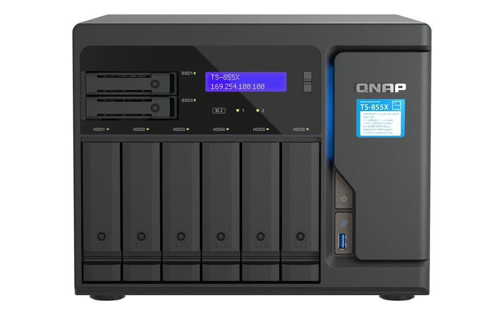 [TS-855X-8G] QNAP TS-855X SAN Tower Intel Atom® C5125 8 GB DDR4 0 TB QNAP QTS Black