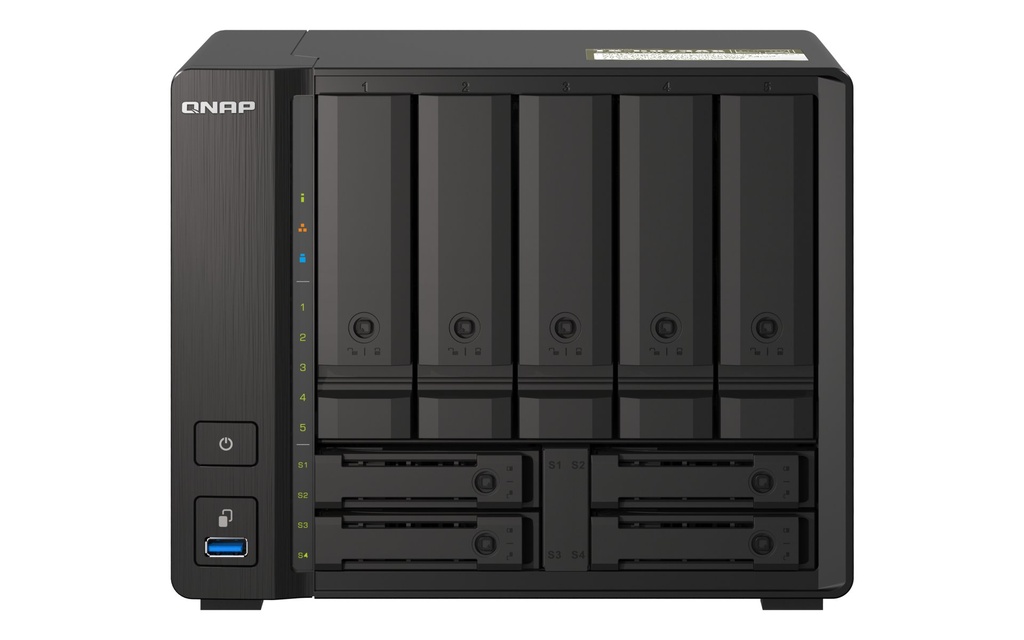 QNAP TS-H973AX NAS Tower Ryzen Embedded V1500B 8 GB DDR4 0 TB QuTS hero Black