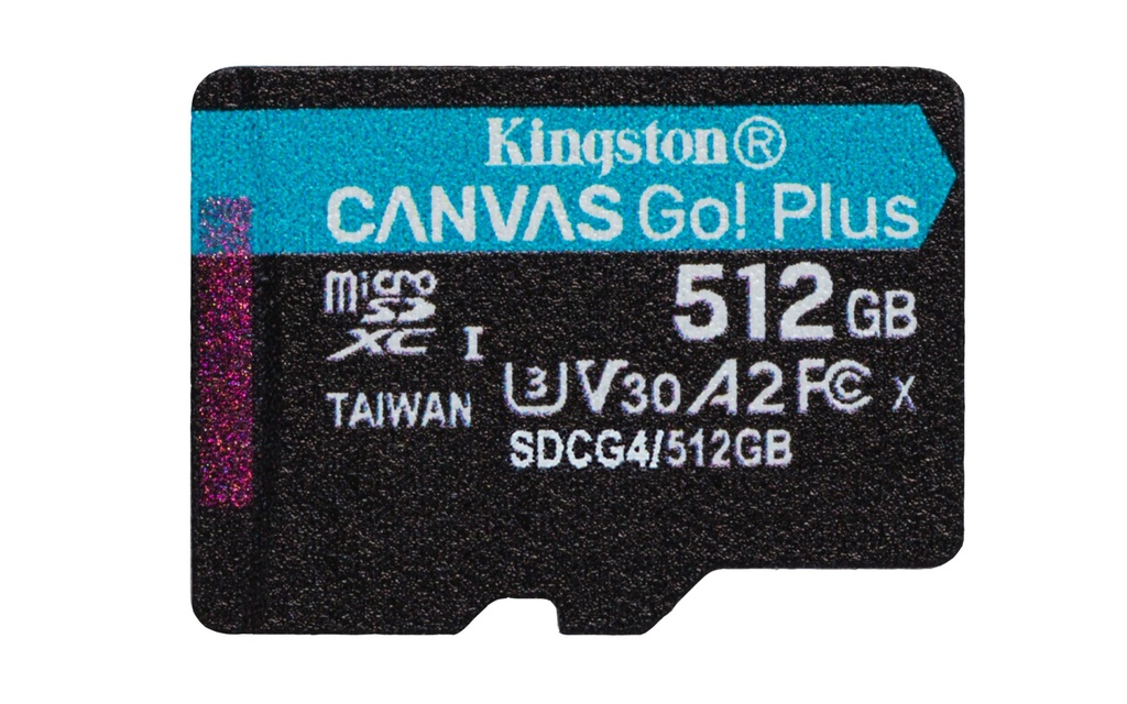 [SDCG4/512GBSP] Kingston Technology 512GB microSDXC Canvas Go Plus Gen4 200R A2 U3 Single Pack w/o ADP