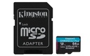 Scheda microSDXC Canvas Go Plus Kingston Technology Gen4 200MB/s A2 U3 V30 da 64 GB + adattatore