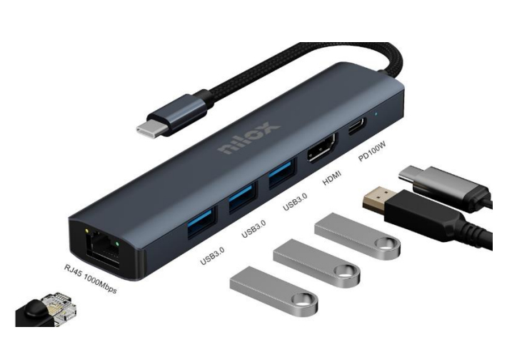 Nilox NXDSUSBC06 mobile device dock station Grey