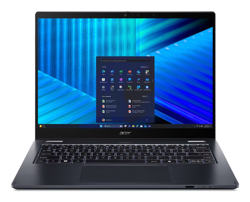 [NX.BF8ET.004] Acer TravelMate TMP414RN-55-TCO-71X7 Intel Core Ultra 7 255U Hybrid (2-in-1) 35.6 cm (14") Touchscreen WUXGA 16 GB DDR5-SDRAM 1 TB SSD Wi-Fi 7 (802.11be) Windows 11 Pro Blue