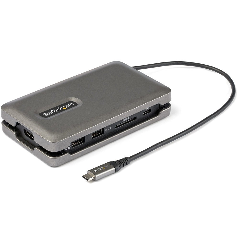 [DKT31CSDHPD3] StarTech.com USB C Multiport Adapter - USB C to 4K 60Hz HDMI 2.0 - 2-Port 10Gbps USB Hub - 100W Power Delivery Pass-through - GbE - SD/MicroSD - USB Type-C Mini Dock - 10" Cable
