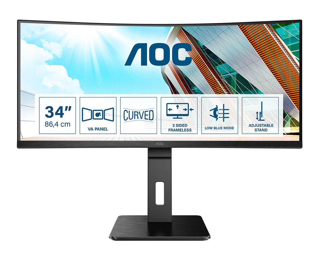 [CU34P2A] AOC P2 CU34P2A computer monitor 86.4 cm (34") 3440 x 1440 pixels Quad HD LED Black