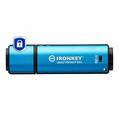 [IKVP50C/32GB] Kingston Technology IronKey 32GB USB-C Vault Privacy 50C AES-256 Encrypted, FIPS 197
