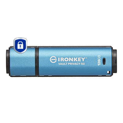 [IKVP50/128GB] Kingston Technology IronKey 128GB Vault Privacy 50 AES-256 Encrypted, FIPS 197