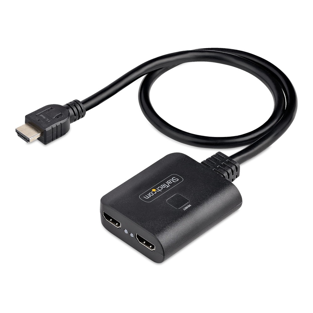 [HDMI-SPLITTER-4K60UP] StarTech.com 2-Port HDMI Splitter, 4K 60Hz HDMI 2.0 Video, 4K HDMI Splitter 1 In 2 Out, 1x2 HDMI Display/Output Splitter, HDR/HDCP, 20in (50cm) Built-in HDMI Cable