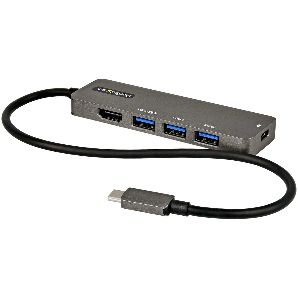 [DKT30CHPD3] StarTech.com USB C Multiport Adapter - USB-C to HDMI 2.0b 4K 60Hz (HDR10), 100W Power Delivery Pass-Through, 4-Port USB 3.0 Hub - USB Type-C Mini Dock - 12" (30cm) Long Attached Cable