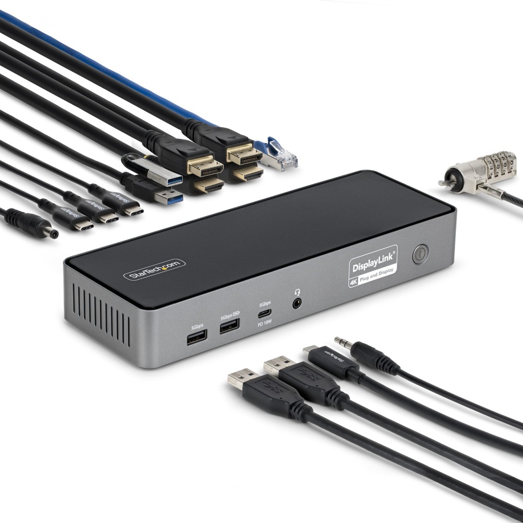 [DK30C2DPEPRUE] StarTech.com Triple-Monitor USB-C Docking Station, 140W Laptop Charging Dock for MacBook Pro and Windows, 4K 60Hz HDMI or DisplayPort, TAA