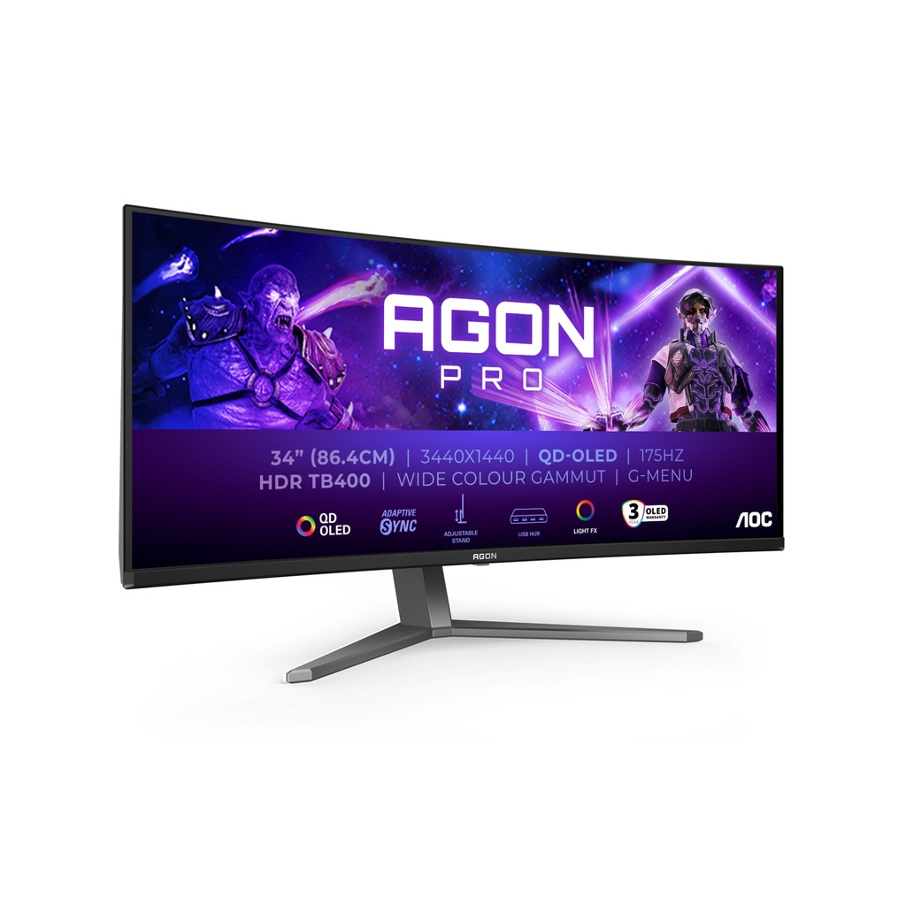 [AG346UCD] AOC AGON PRO AG346UCD computer monitor 86.4 cm (34") 3440 x 1440 pixels Wide Quad HD QD-OLED Black, Grey