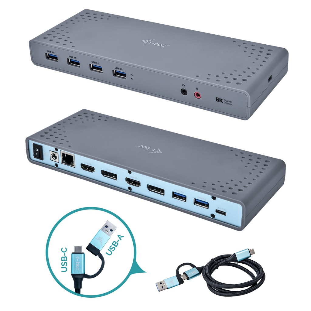 [CADUAL4KDOCK] i-tec USB 3.0 / USB-C / Thunderbolt 3 Dual Display Docking Station