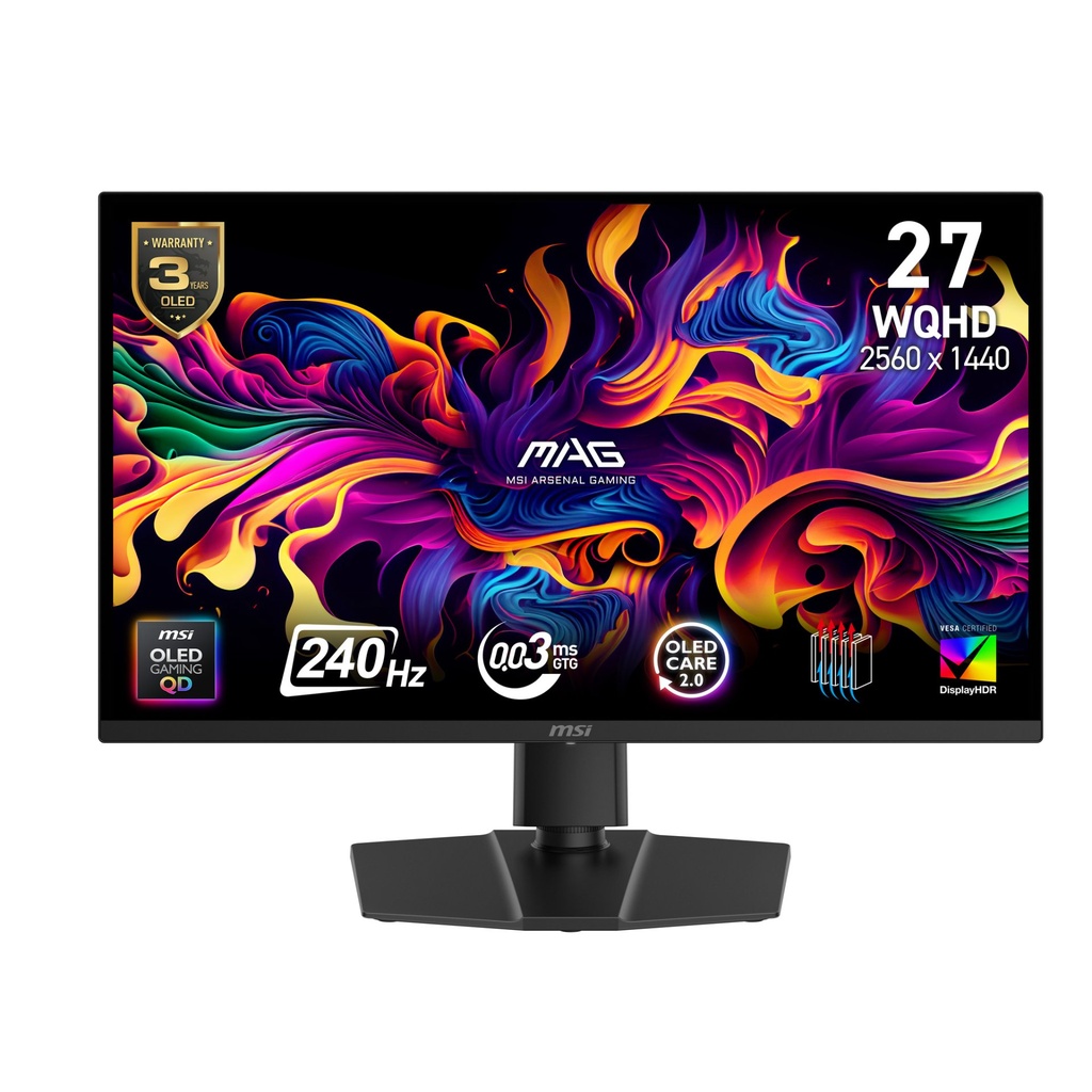 [9S6-3CD89T-025] MSI MAG 271QP QD-OLED X24 computer monitor 67.3 cm (26.5") 2560 x 1440 pixels Wide Quad HD Black