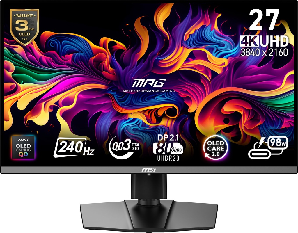 [9S6-3CD79A-015] MSI MPG 272URX QD-OLED computer monitor 67.3 cm (26.5") 3840 x 2160 pixels 4K Ultra HD Black