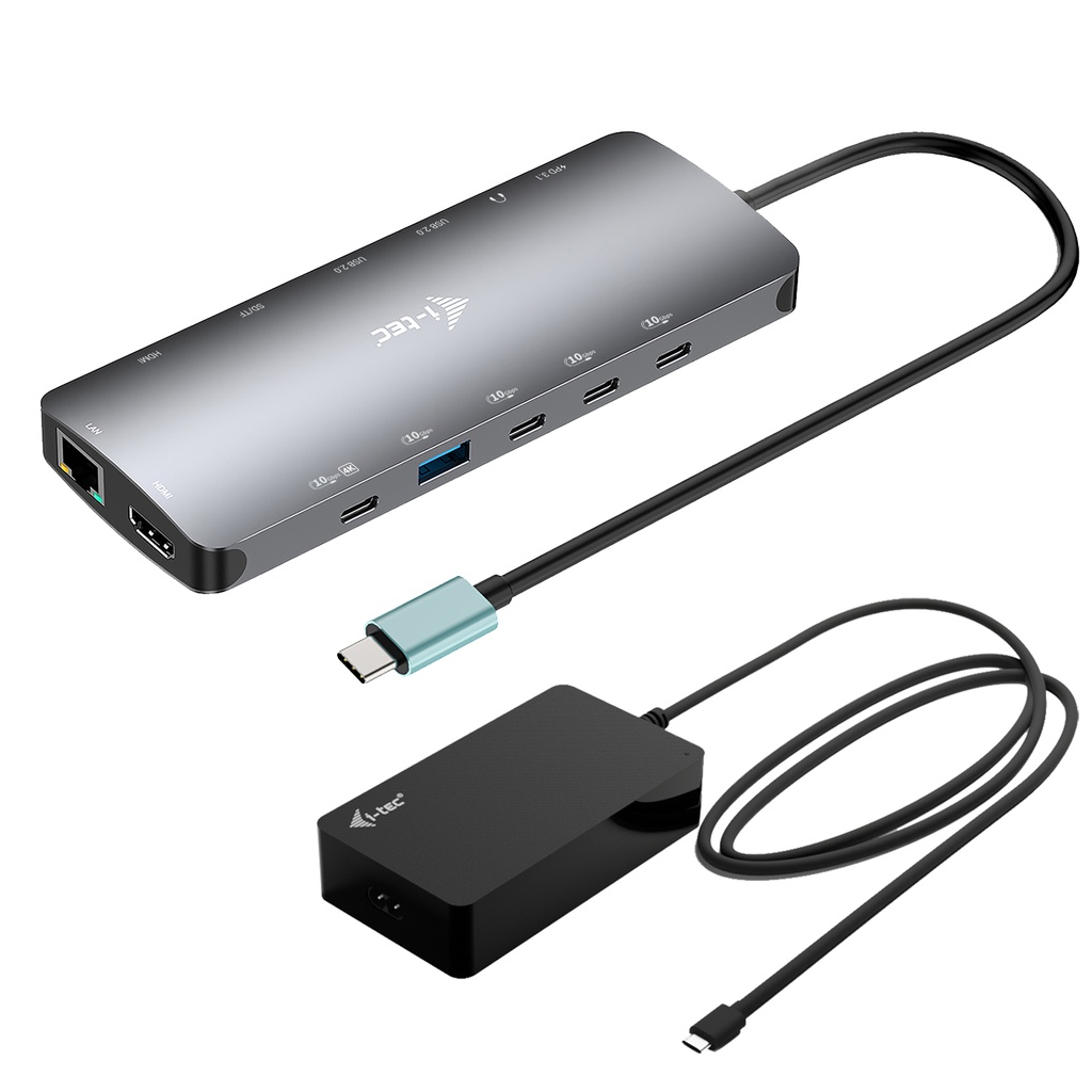 [C31NANOTRIPLED140] i-tec Metal USB-C Nano 3x Display Dock, 2x HDMI 1x USB-C video with Power Delivery 140W + Universal Charger 140 W