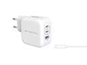 Conceptronic 3-Port 67W GaN USB PD Charger with USB-C Charging Cable, USB-C x 2, USB-A x 1, QC 3.0, PPS