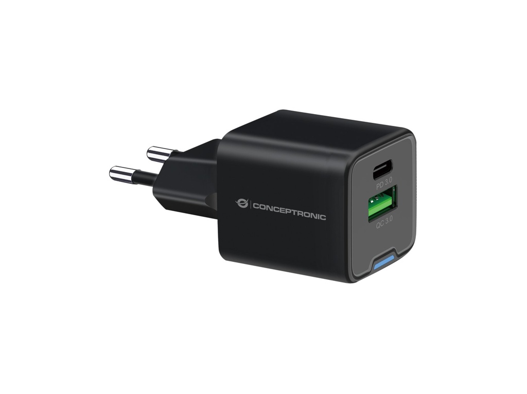 [ALTHEA15B] Conceptronic 2-Port 20W GaN USB PD Charger, USB-C x 1, USB-A x 1, QC 3.0, PPS