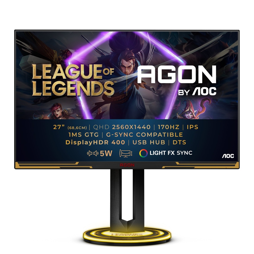 [AG275QXL] AOC AGON AG275QXL computer monitor 68.6 cm (27") 2560 x 1440 pixels Quad HD LED Black, Gold