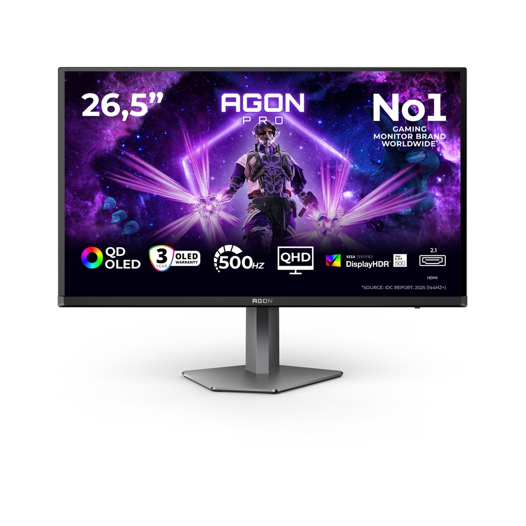 [AG276QKD2] AOC AGON PRO AG276QKD2 computer monitor 67.3 cm (26.5") 2560 x 1440 pixels Quad HD QD-OLED Black, Grey
