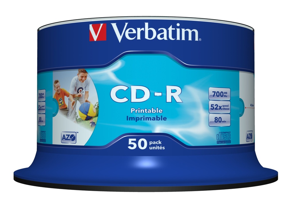 [43438/50] Verbatim CD-R AZO Wide Inkjet Printable no ID 700 MB 52x 50 pc(s)