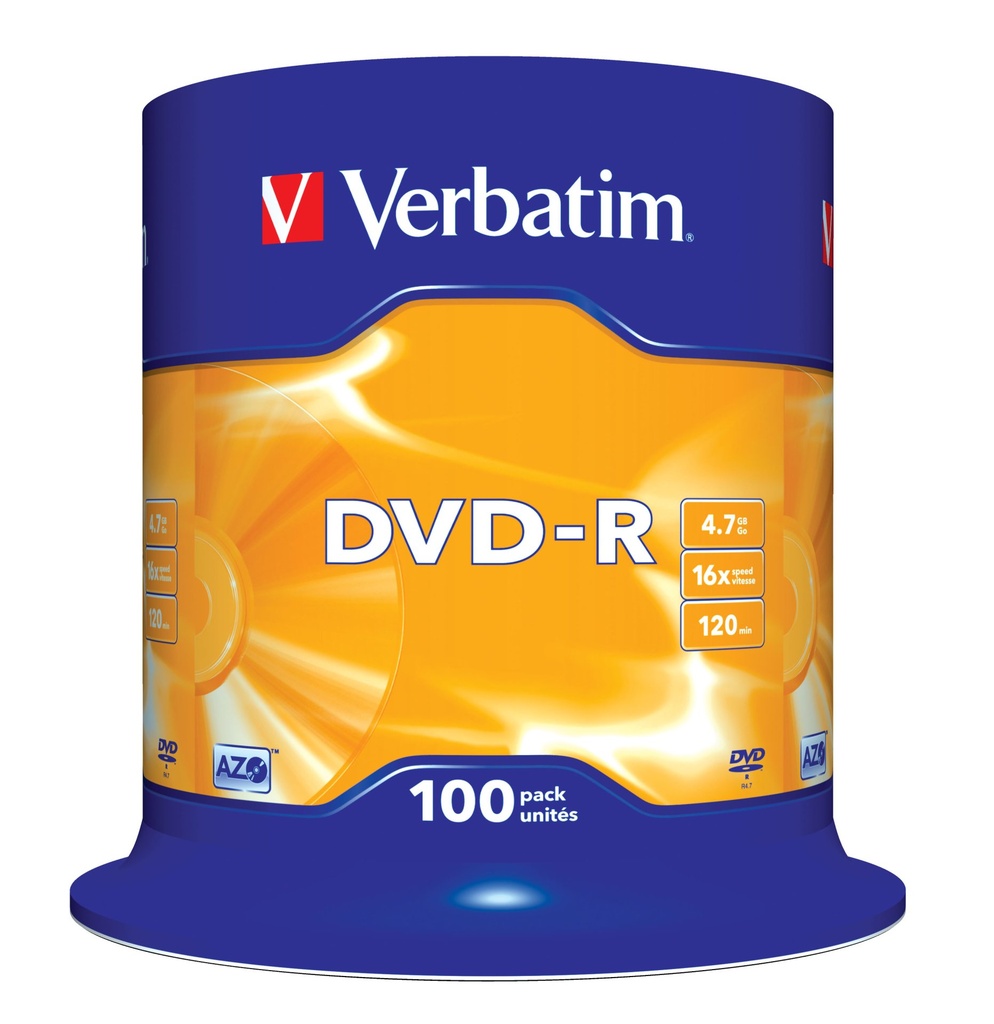 DVD Verbatim DVD-R Matt Silver 4,7 GB 100 pz