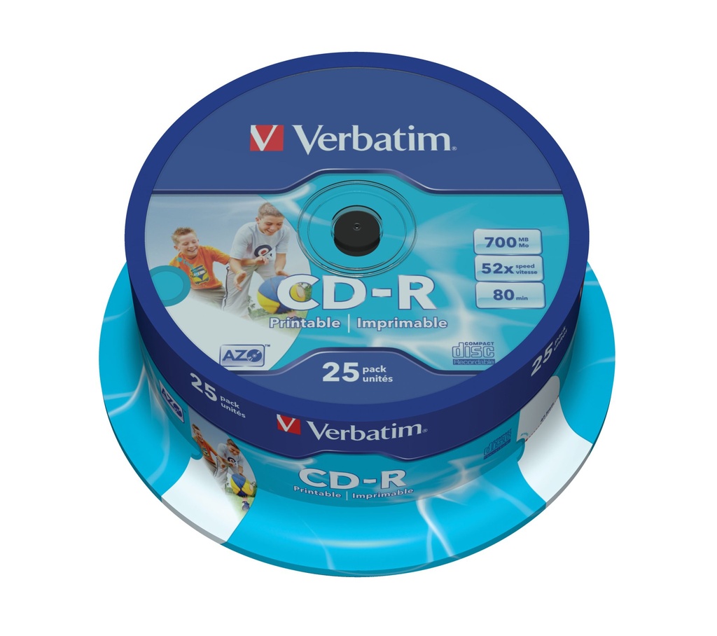 [43439/25] Verbatim CD-R AZO Wide Inkjet Printable 700 MB 52x 25 pc(s)