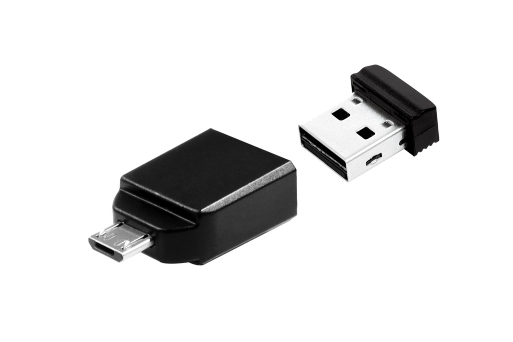 [49821] Verbatim Nano - USB 2.0 Drive Drive con Adattatore Micro USB da 16 GB - Black