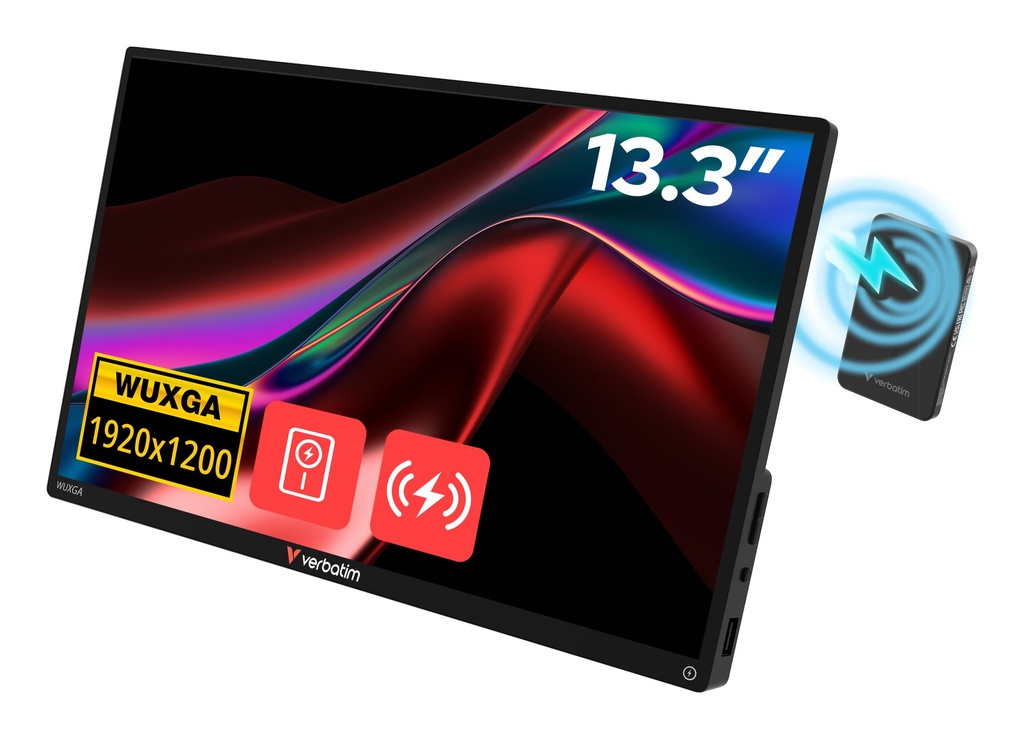 [32087] Verbatim Portable Touchscreen Monitor 13.3" WUXGA Resolution & Wireless Power Supply