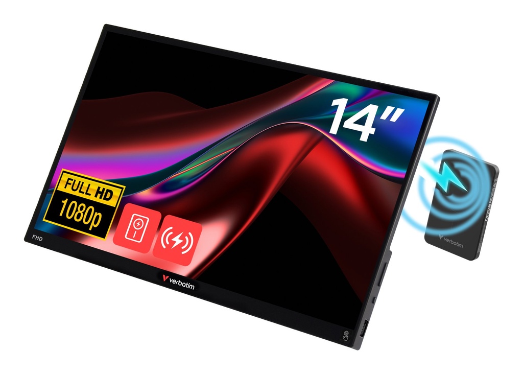 [32088] Verbatim Portable Touchscreen Monitor Light 14" Full HD 1080p & Wireless Power Supply