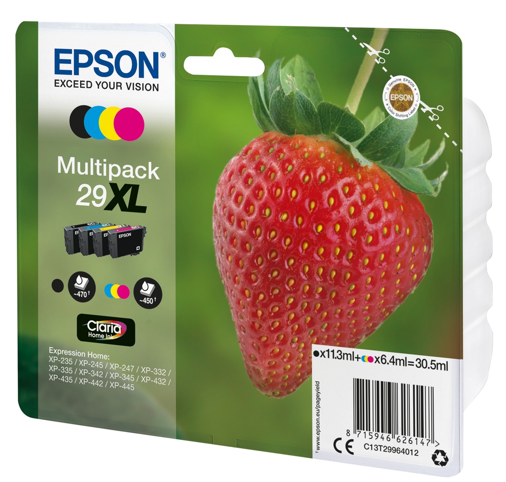 [C13T29964012] Epson Strawberry Multipack 4-colours 29XL Claria Home Ink