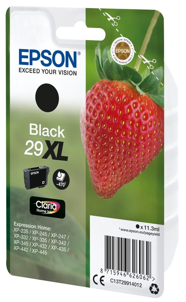 [C13T29914012] Epson Strawberry Singlepack Black 29XL Claria Home Ink