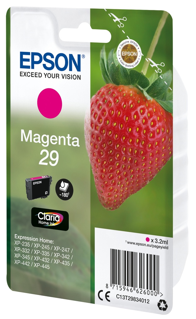 [C13T29834012] Epson Strawberry Singlepack Magenta 29 Claria Home Ink