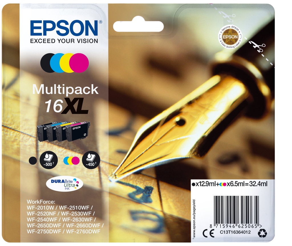 [C13T16364012] Epson Pen and crossword Multipack 4-colours 16XL DURABrite Ultra Ink