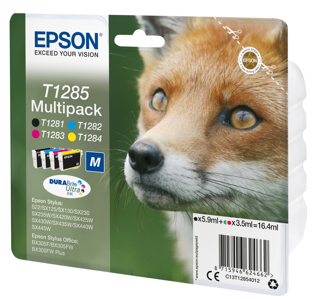 [C13T12854012] Epson Fox Multipack 4-colours T1285 DURABrite Ultra Ink