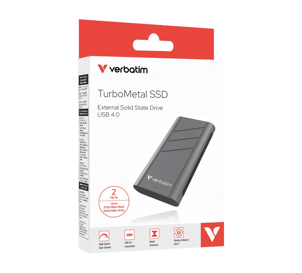 [32022] Verbatim TurboMetal SSD USB4 2TB USB Type-C USB4 Gen 2x2 Silver
