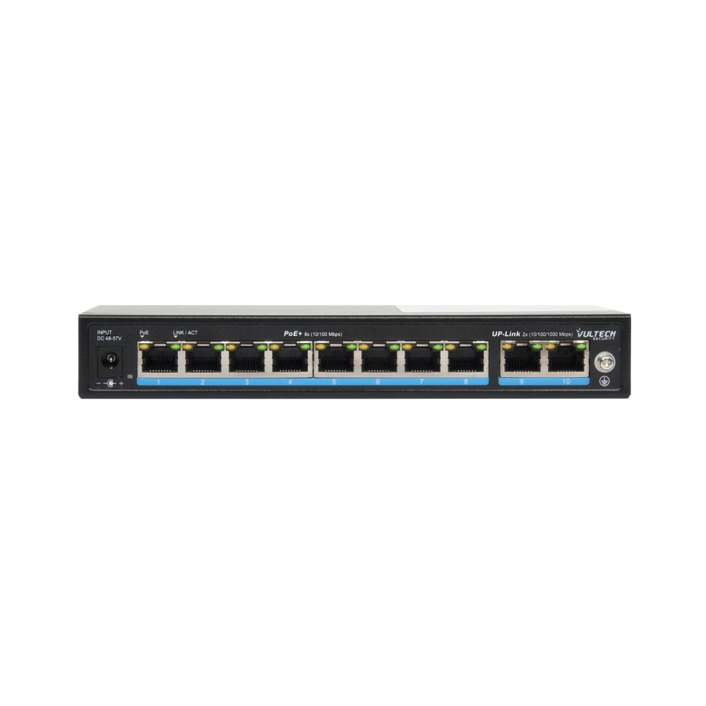 Vultech Security VS-POE2082GE-120W network switch Unmanaged Fast Ethernet (10/100) Power over Ethernet (PoE) Black