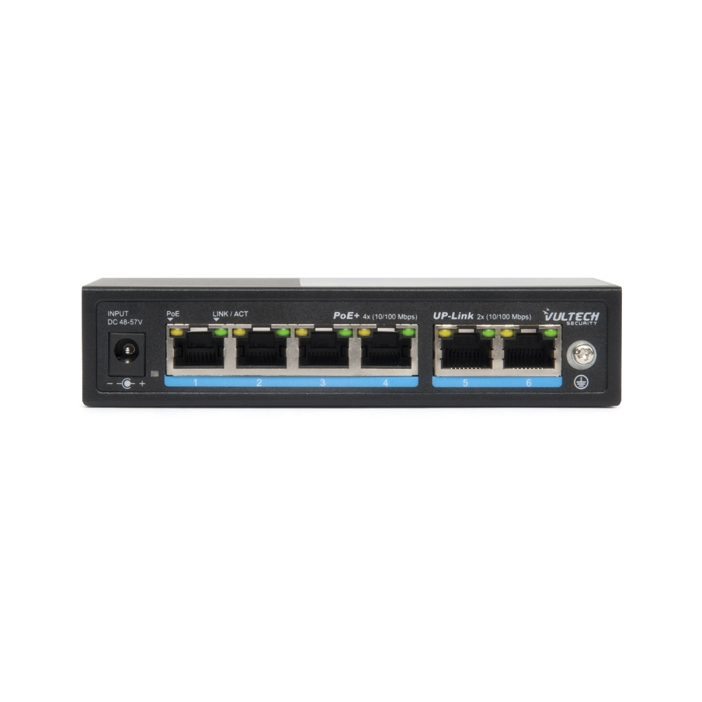 Vultech Security VS-POE2042FE-60W network switch Unmanaged Fast Ethernet (10/100) Power over Ethernet (PoE) Black