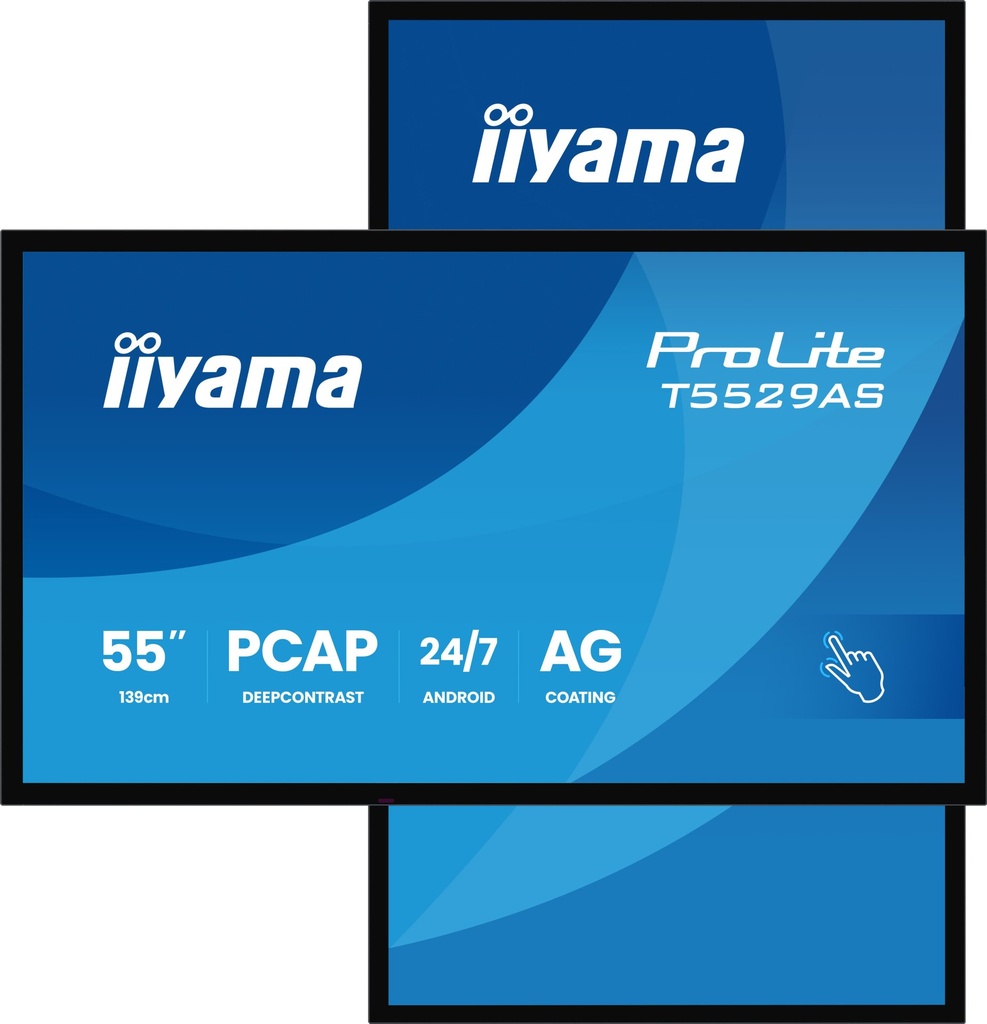[T5529AS-B1AG] iiyama T5529AS-B1AG Signage Display Interactive flat panel 138.7 cm (54.6") LED Wi-Fi 500 cd/m² 4K Ultra HD Black Touchscreen Built-in processor Android 24/7