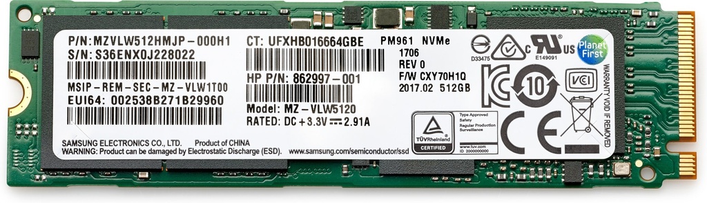 [406L8AA] HP 512GB PCIe 4x4 NVMe TLC SSD