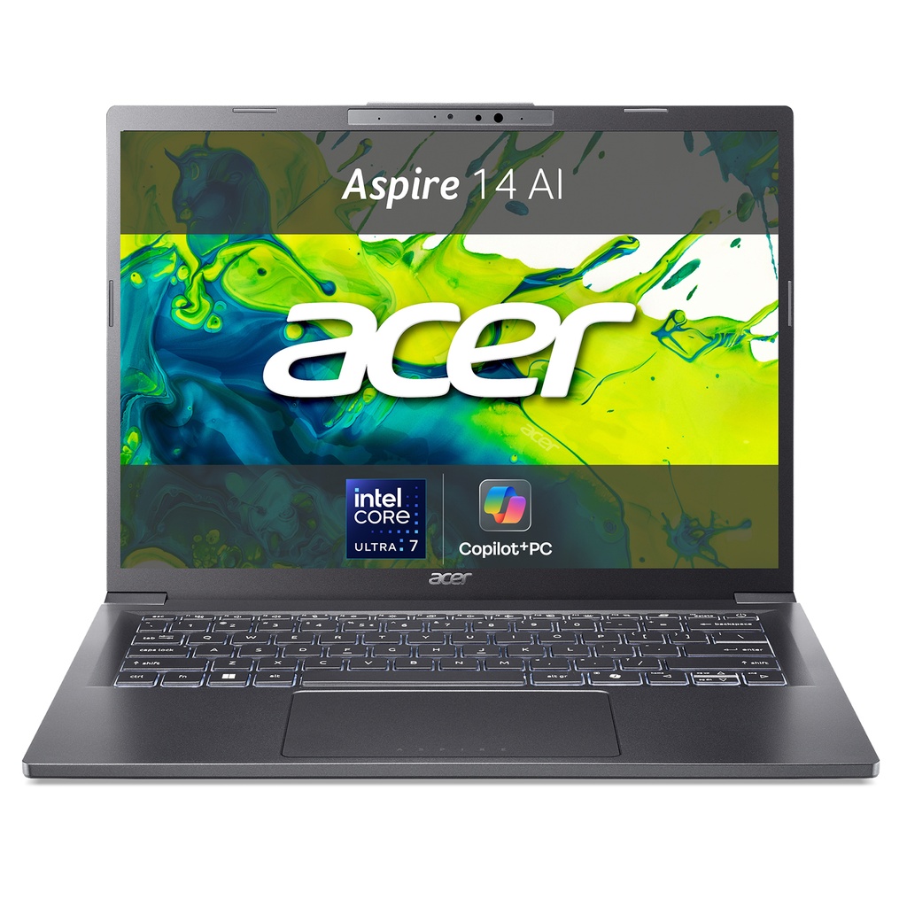 Acer Aspire 14 AI Copilot+ PC Intel Core Ultra 7 256V Laptop 35.6 cm (14") WUXGA 16 GB LPDDR5x-SDRAM 512 GB SSD Wi-Fi 6E (802.11ax) Windows 11 Home Italian Grey