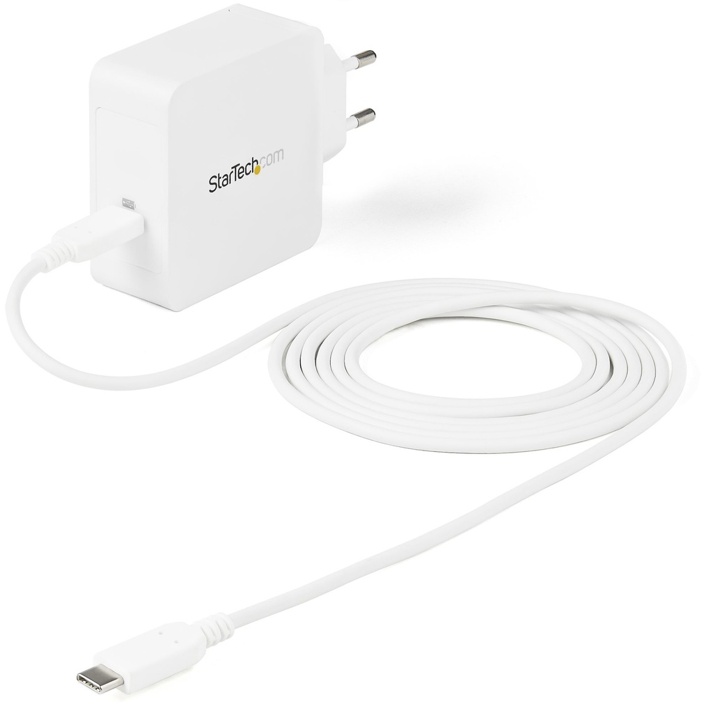 [WCH1CEU] StarTech.com USB C Wall Charger - USB C Laptop Charger 60W PD - 6ft/2m Cable - Universal Compact Type C Power Adapter - Dell XPS/Lenovo X1 Carbon/HP EliteBook/MacBook - USB IF/CE Certified