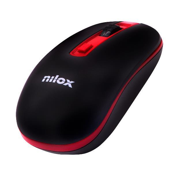 Nilox WIRELESS BLACK/RED 1000 DPI mouse Wi-Fi Optical 1600 DPI
