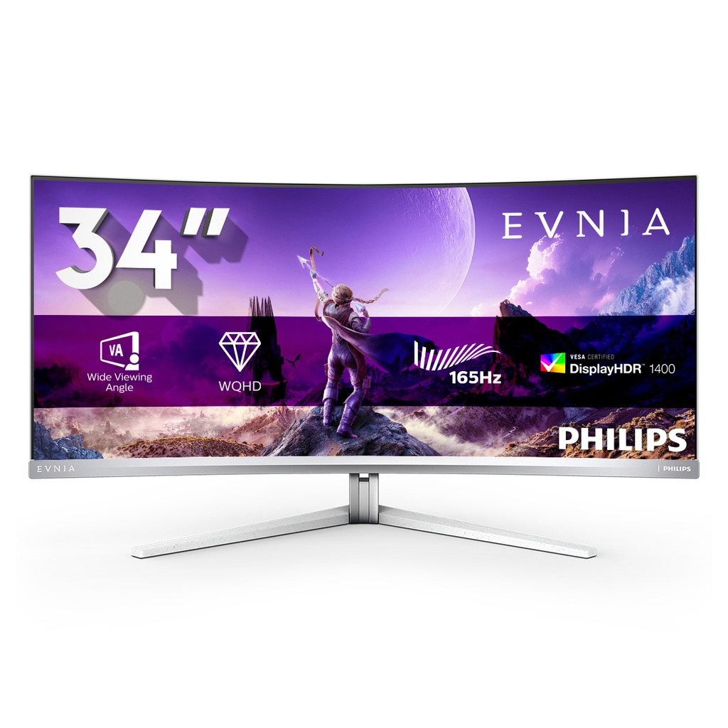 Philips 34M2C7600MV/00 computer monitor 86.4 cm (34") 3440 x 1440 pixels Wide Quad HD LCD White