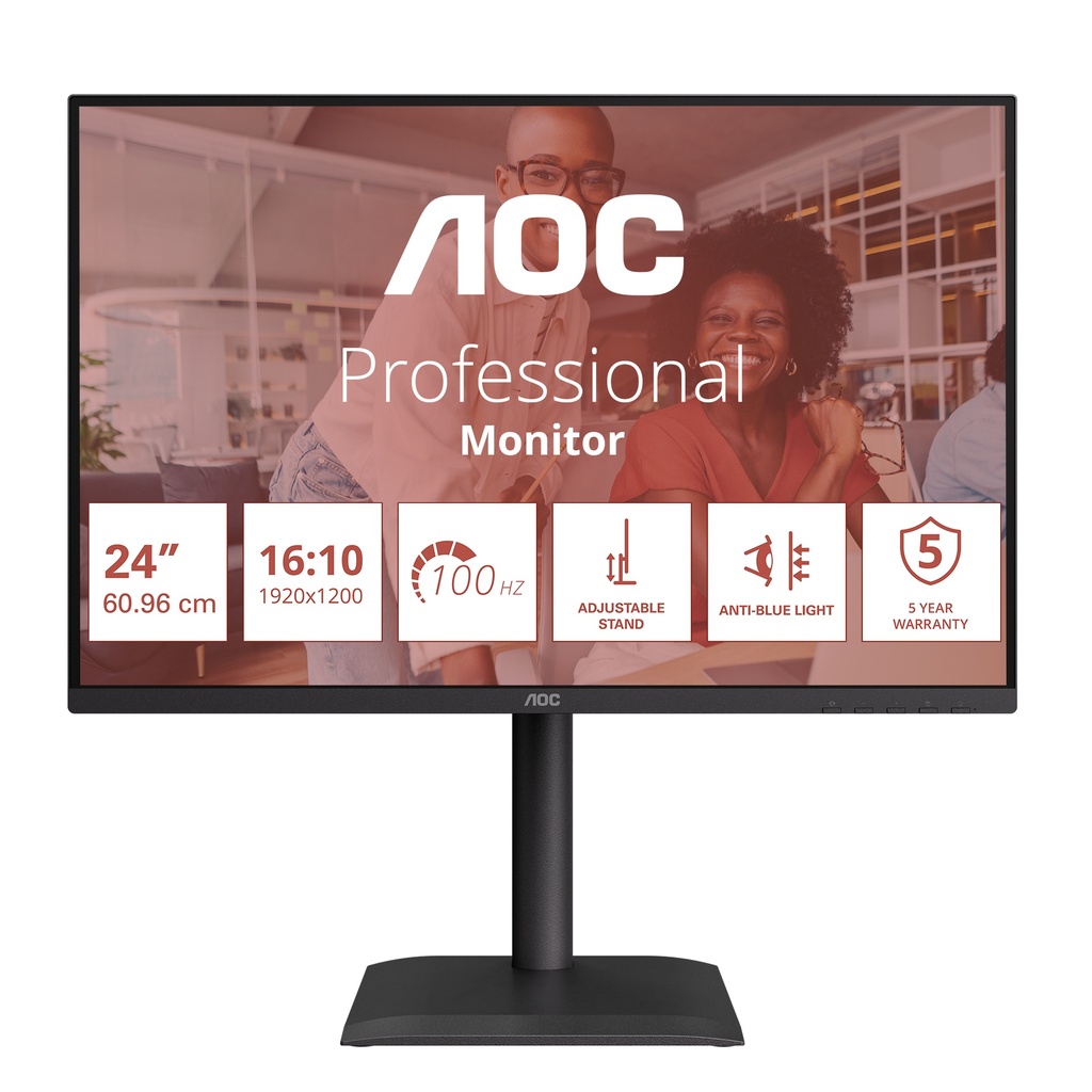 AOC E4 X24E4U computer monitor 61 cm (24") 1920 x 1200 pixels Full HD LED Black