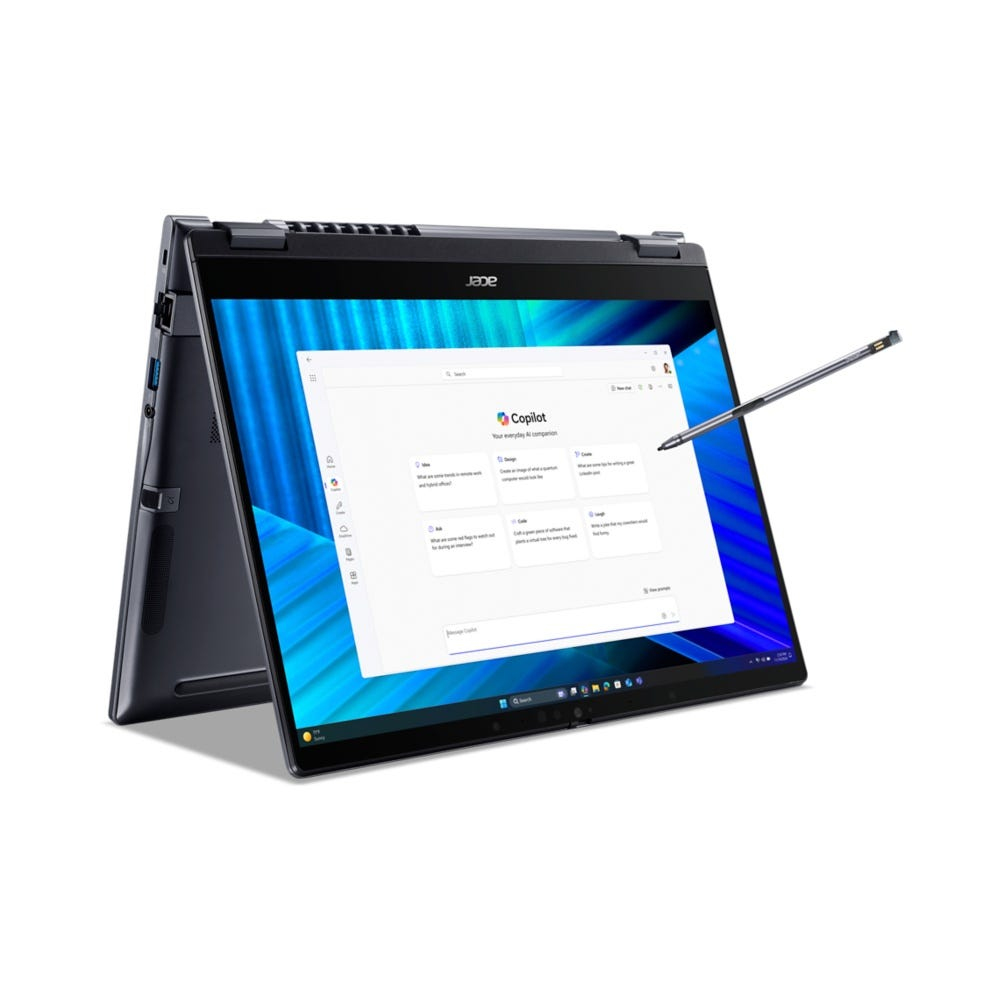 [NX.BF8ET.002] Acer TravelMate TMP414RN-55-TCO-718Q Intel Core Ultra 7 255U Ibrido (2 in 1) 35,6 cm (14") Touch screen WUXGA 32 GB DDR5-SDRAM 1 TB SSD Wi-Fi 7 (802.11be) Windows 11 Pro Italiano Blu