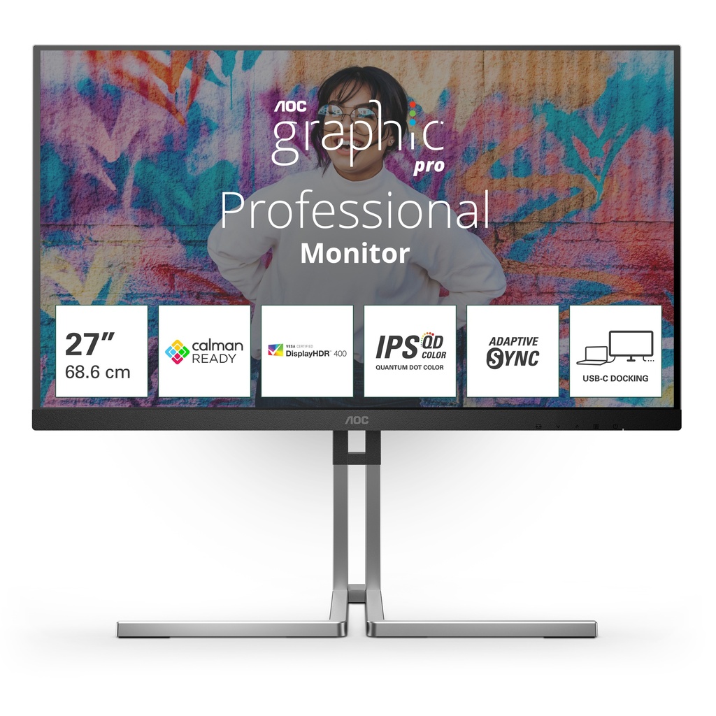 [Q27U3CV] AOC Q27U3CV computer monitor 68.6 cm (27") 2560 x 1440 pixels Quad HD LCD Black