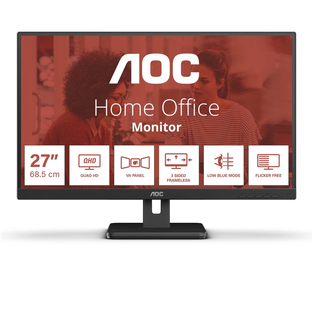 [Q27E3UAM] AOC E3 Q27E3UAM computer monitor 68.6 cm (27") 2560 x 1440 pixels Quad HD Black